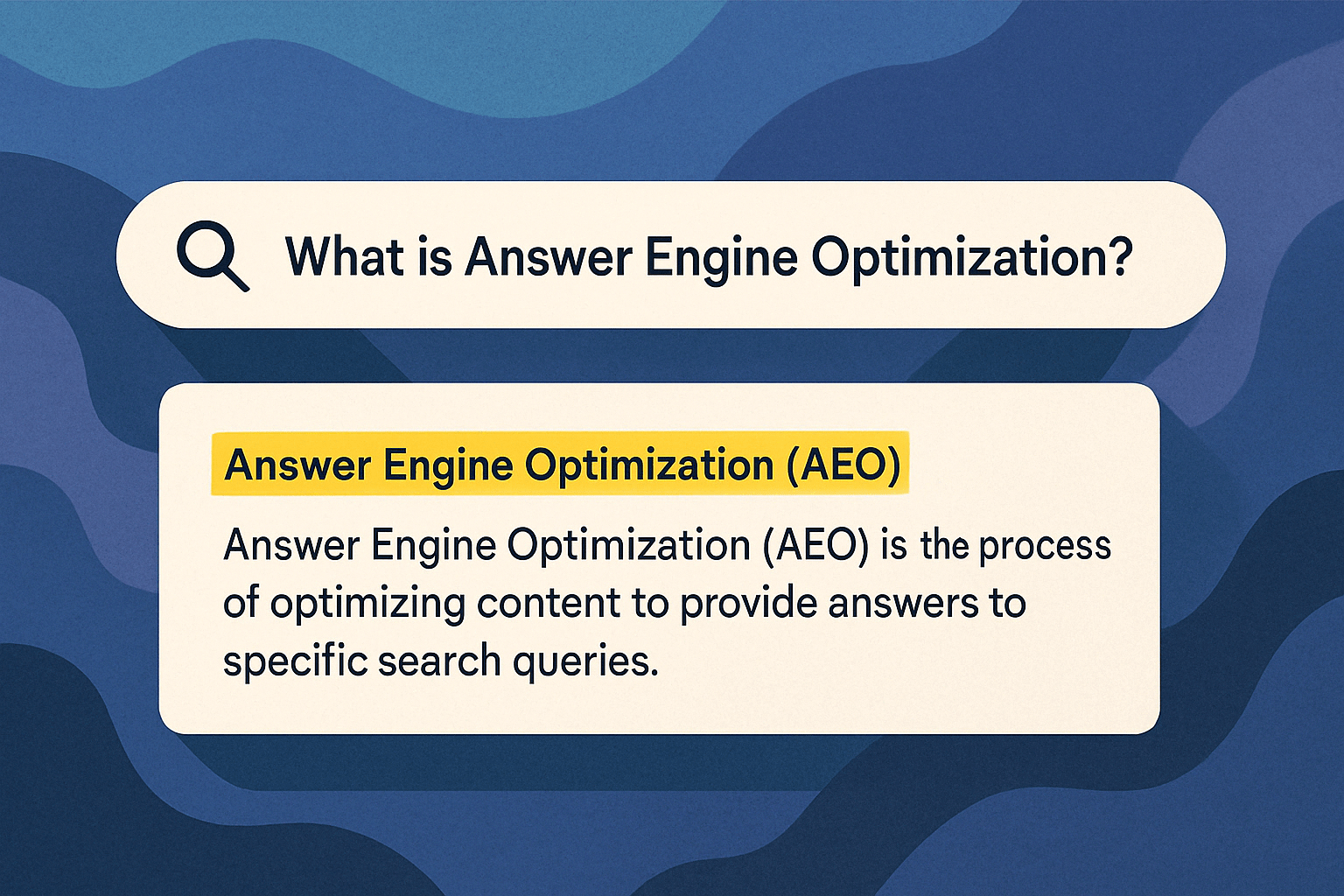 Answer Engine Optimization Guide showing a search query and definition